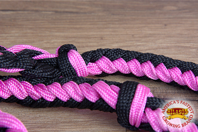Hilason Braided Poly Barrel Racing Contest Reins Flat 1&quot; X 8Ft Purple