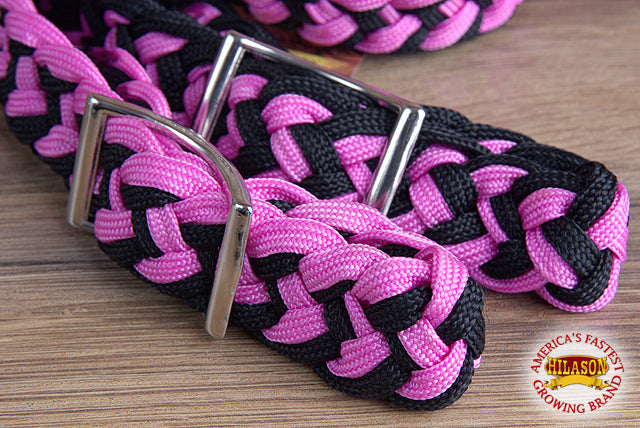Hilason Braided Poly Barrel Racing Contest Reins Flat 1&quot; X 8Ft Purple