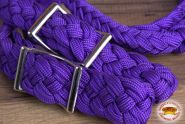 Hilason Braided Poly Barrel Racing Contest Reins Flat 1&quot; X 8Ft Purple