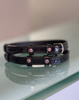 Valentina Black Sparkle Patent Leather Spur Straps