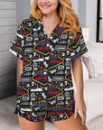 Viva Las Vegas Western Satin Ruffle Pajama Set