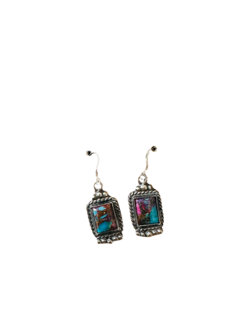 Navajo Sterling Silver & Pink Dream Mojave Dangle Earrings