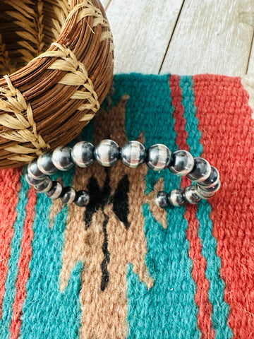 Navajo Sterling Silver Pearl Beaded Cuff Bracelet