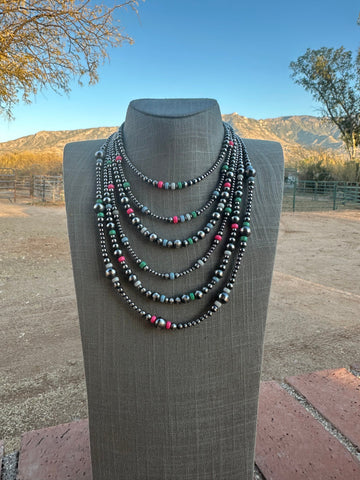 Navajo Style Navajo Pearl Sterling Silver Sherbet Opal Necklaces