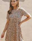 Laney Short Sleeve Leopard Tunic T-shirt Dress