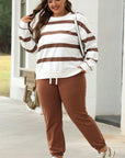 Stripe Drop Shoulder Top and Jogger Pants Set
