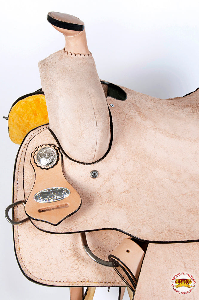 Western Horse Saddle American Leather Ranch Roping Cowboy Rough Out Tan Hilason