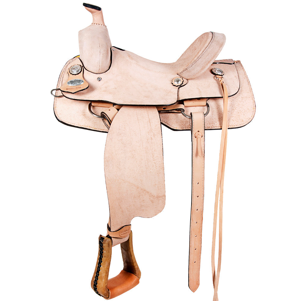 Western Horse Saddle American Leather Ranch Roping Cowboy Rough Out Tan Hilason