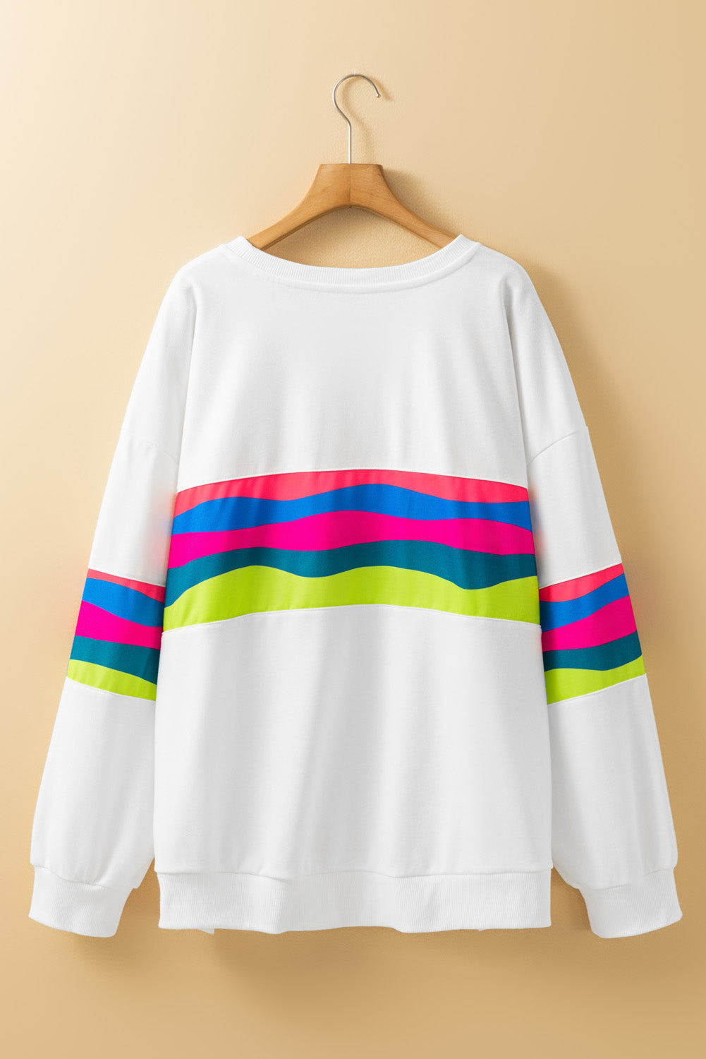 Plus Size Stripe Colorblock Drop Shoulder Sweatshirt