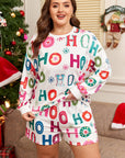 Plus Size Christmas Ho Ho Ho Top and Shorts Lounge Set