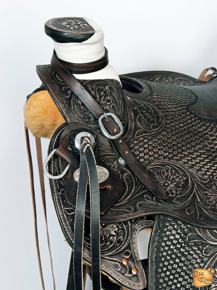 Western Horse Wade Saddle American Leather Ranch Roping Antique Black