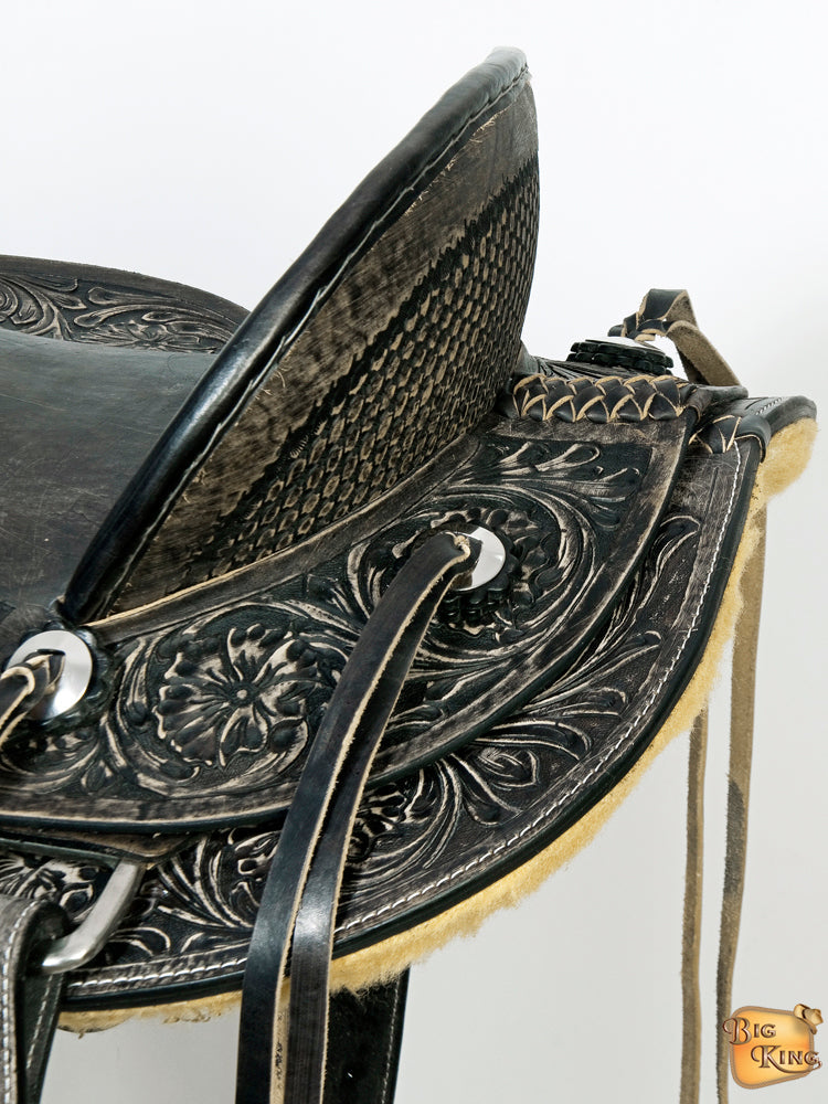 Western Horse Wade Saddle American Leather Ranch Roping Antique Black