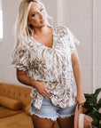 Karter Floral V Neck Short Sleeve Loose Fit Blouse