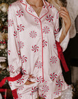 Christmas Bow Top and Ruffle Shorts Pajama Set