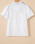 Stripe Ruffle Bubble Sleeve Shirt