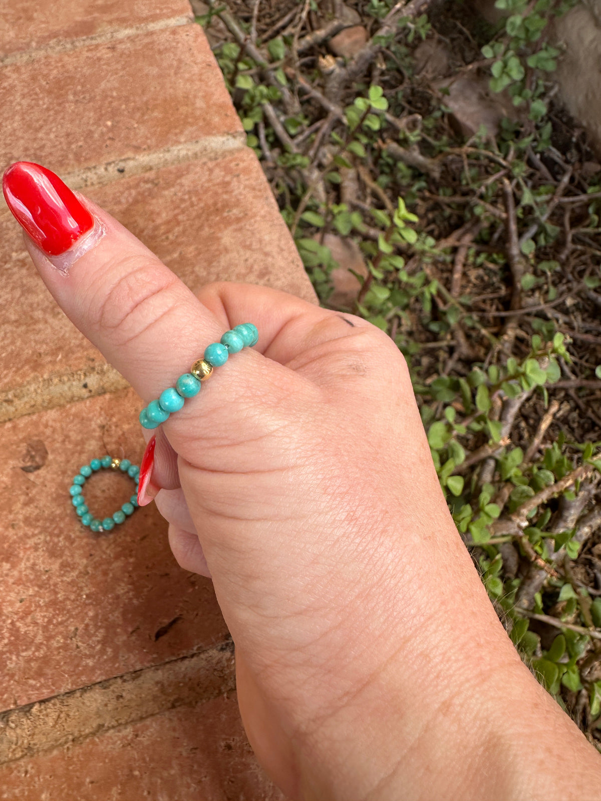 The Venice Band: Handmade Turquoise & Gold Plated Stretch Ring