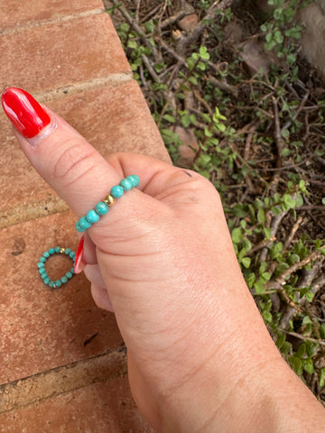 “The Golden Collection” THE VENICE BAND Handmade Turquoise Gold Plated Beaded Stretch Ring