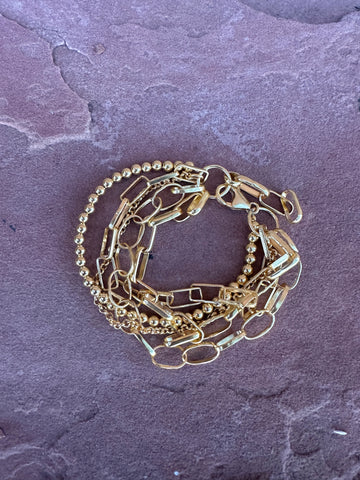 “The Golden Collection” GOLD CITY Handmade Sterling Silver Gold Plated 5 Strand Link Bracelet