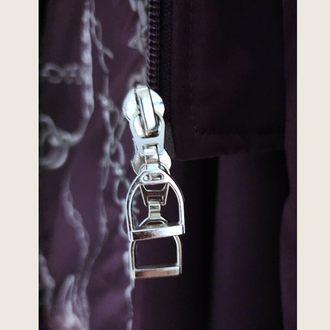 Deep Purple Duck Down Riding Coat with velvet collar