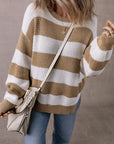 Arabella Striped Side Slit Sweater