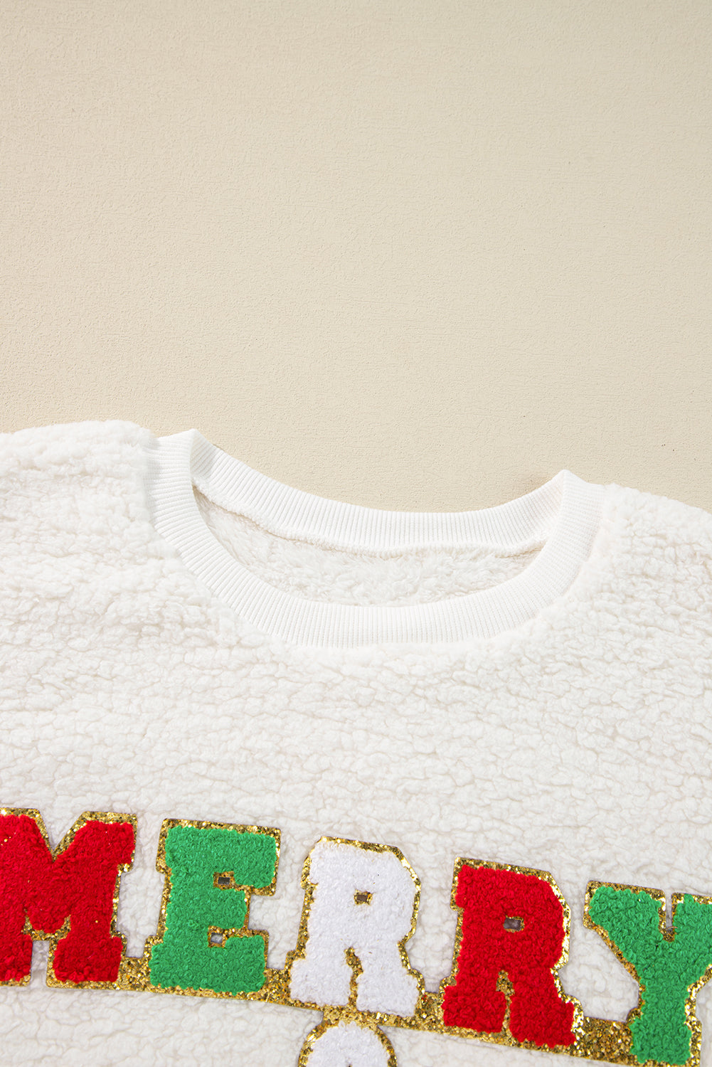 Christmas MERRY &amp; Bright Chenille Sherpa Sweatshirt