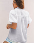 Stripe Ruffle Bubble Sleeve Shirt
