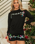 Christmas Merry Sequin Pullover and Shorts Set