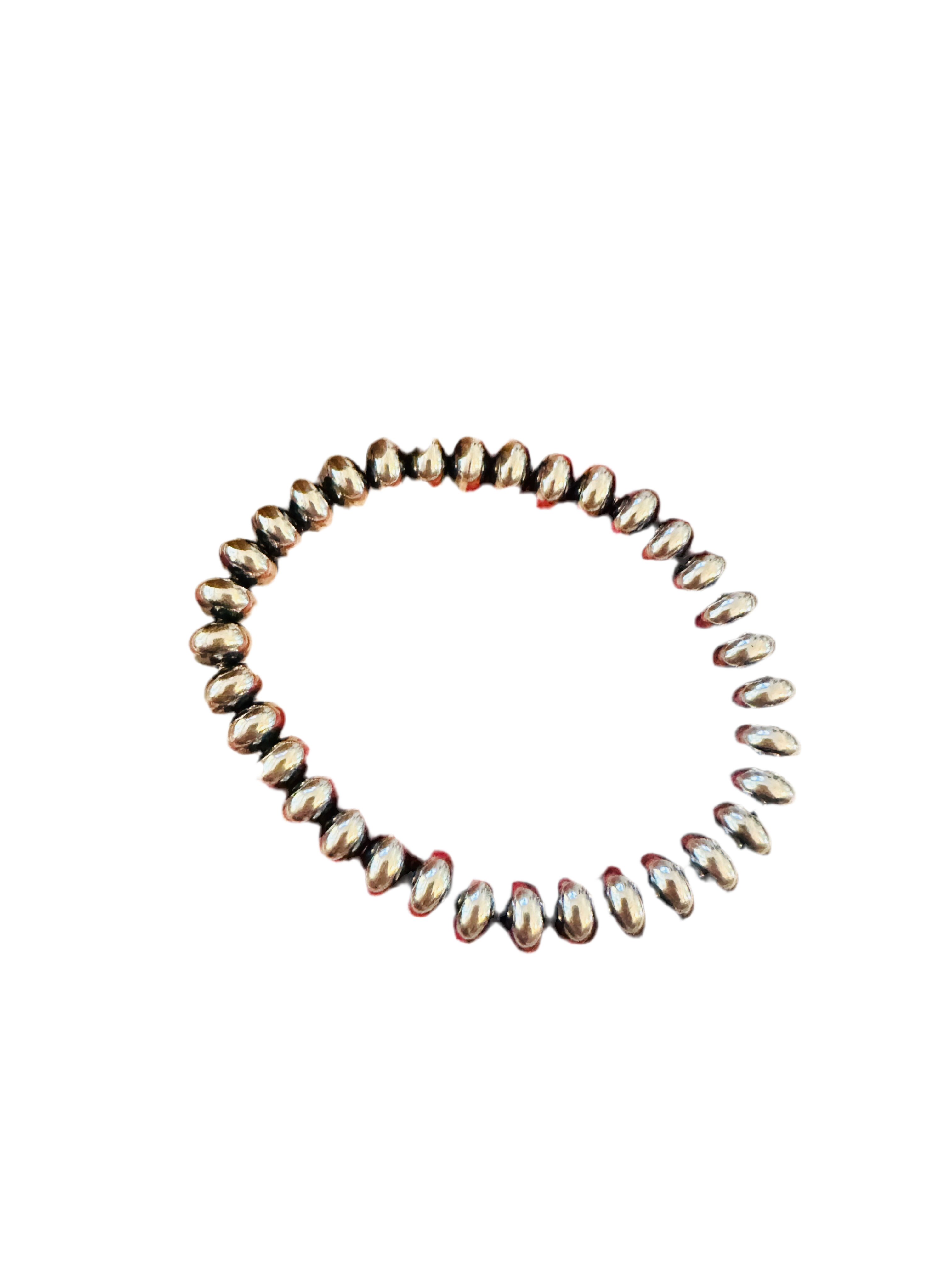 Navajo 8mm Sterling Silver Pearl Beaded Stretch Bracelet