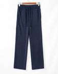 Solid Fleece-Lined Drawstring Waist Pants