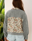 Floral Patchwork Ribbed Corduroy Shirt Jacket