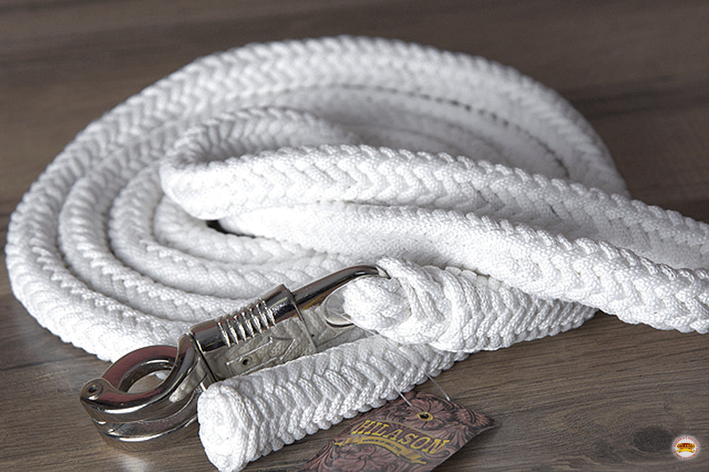 Hilason Horse Riding Poly Lead Rope Blue Tan  1&quot; X 9 Ft.