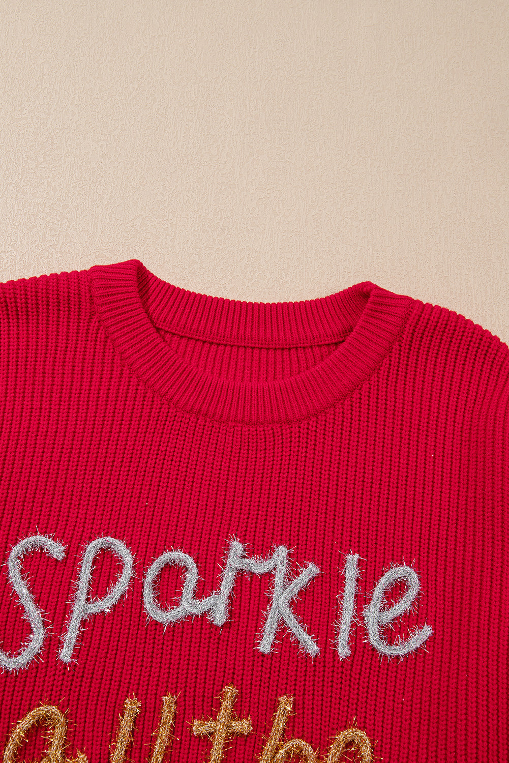 Plus Size Christmas Sparkle All The Way Tinsel Sweater