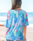Lilyana Bowknot Waffle Crewneck Loose Short Sleeve Top