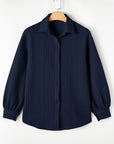 Solid Cable Knit Textured Puff Sleeve Shacket