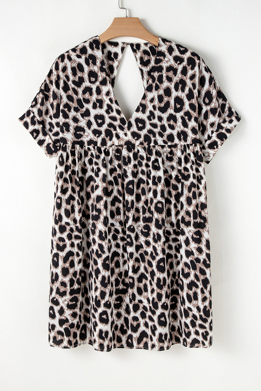 Brinley Cheetah Backless V Neck Loose Fit Mini Dress