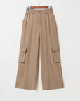 Solid Elastic High-Waist Pants