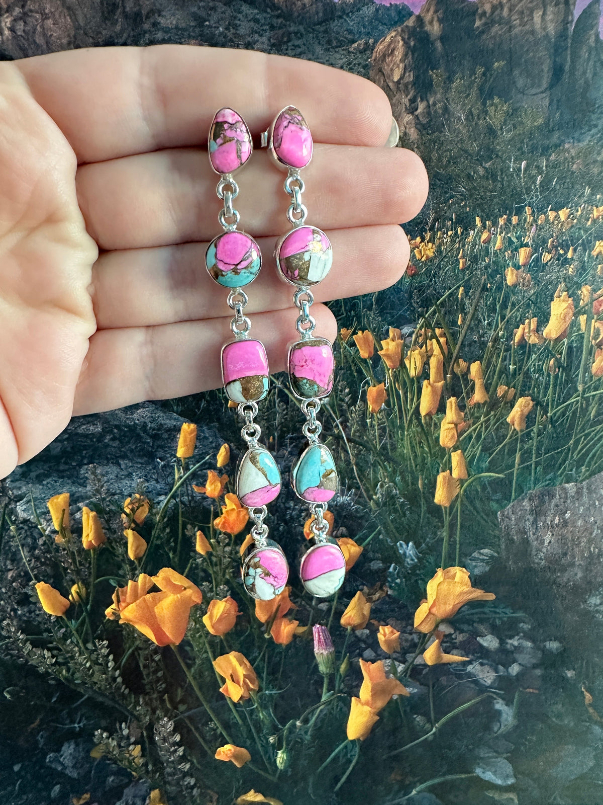 Cotton Candy Handmade Sterling Silver Dangles