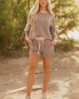 Checker Long Sleeve Pullover and Shorts Set