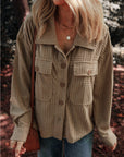 Textured Button-Up Chest Pocket Shacket