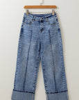Solid Center-Seam High Waist Straight Jeans