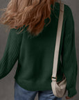 Solid Front Seam Drop Shoulder Sweater