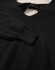 Bow Back  Lantern Sleeve V-Neck Sweater