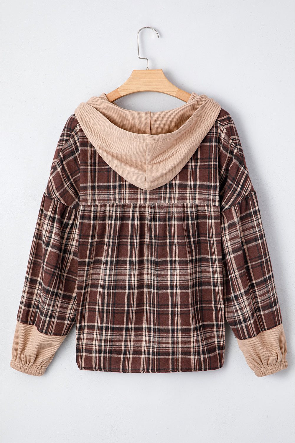 Lauren Plaid Patchwork Long Sleeve Hooded Top