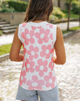 Andi Flower Knitted V Neck Tank Top