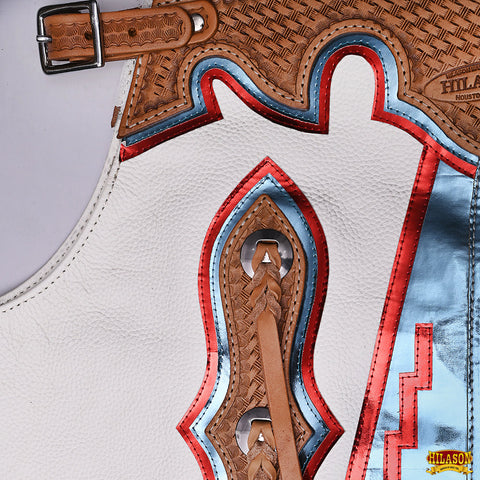 Hilason Handmade Genuine Leather Chaps Adult Handtooled Rodeo Bull Riding