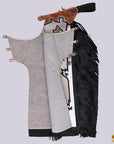 Ch206N-F Hilason Bull Riding Light Natural Hair On Leather Rodeo Chaps