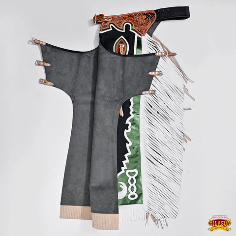 Hilason Handmade Genuine Leather Chaps Adult Handtooled Rodeo Bull Riding