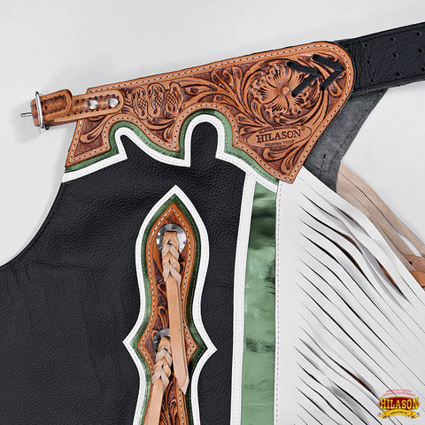 Hilason Handmade Genuine Leather Chaps Adult Handtooled Rodeo Bull Riding