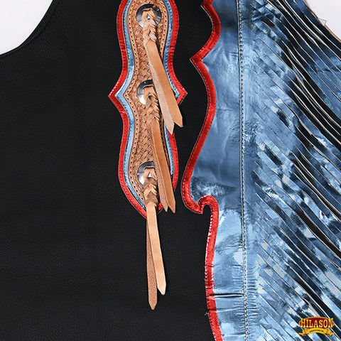 Hilason Handmade Genuine Leather Chaps Adult Handtooled Rodeo Bull Riding