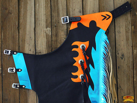 Western Youth Child Rodeo Bronc Bull Riding Show Genuine Leather Chaps